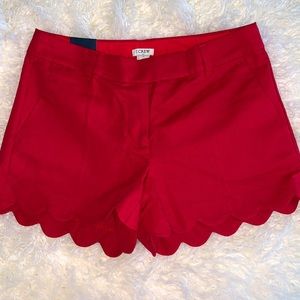 JCrew Red Scalloped Shorts, NWT, Sz 2